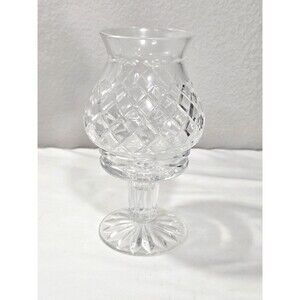 Vtg Block Crystal Clear CasaBlanca 2 Pc Candle Holder Hurricane Fairy Lamp Style